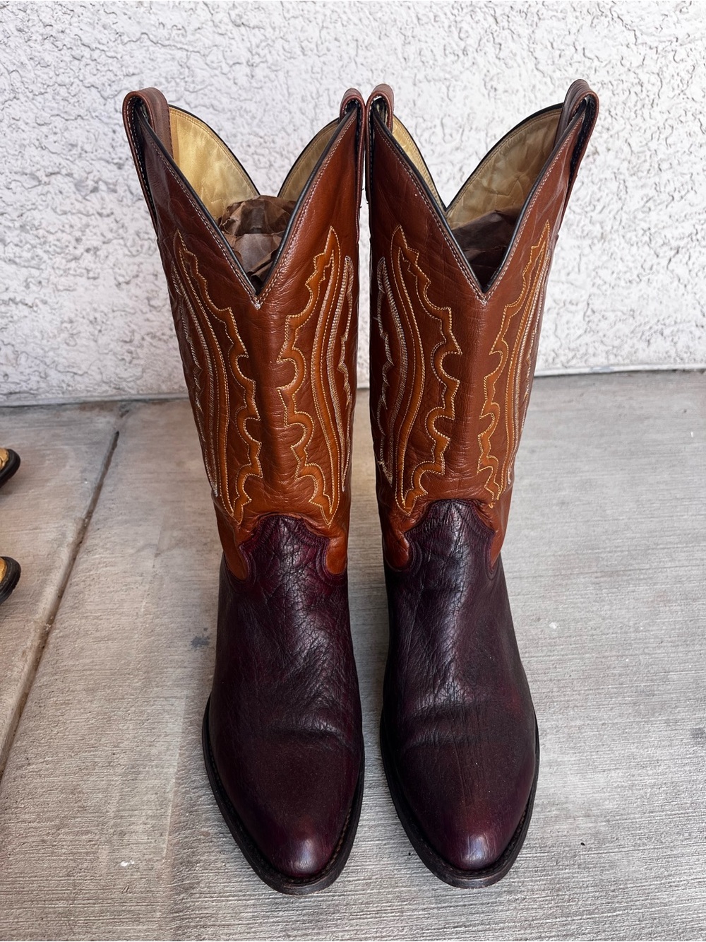 Montana Western Cowboy Boots 10E Almond Toe Genuine Smooth Ostrich Leather